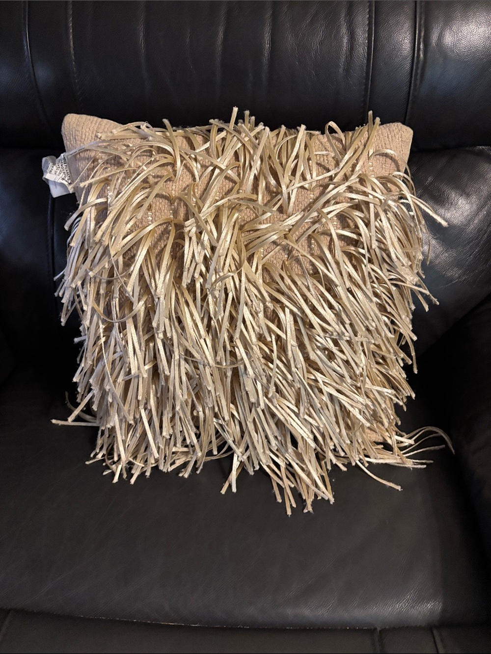 Shag Textured Metallic Gold Accent Pillow - Home Accents - Picture 2 of 4